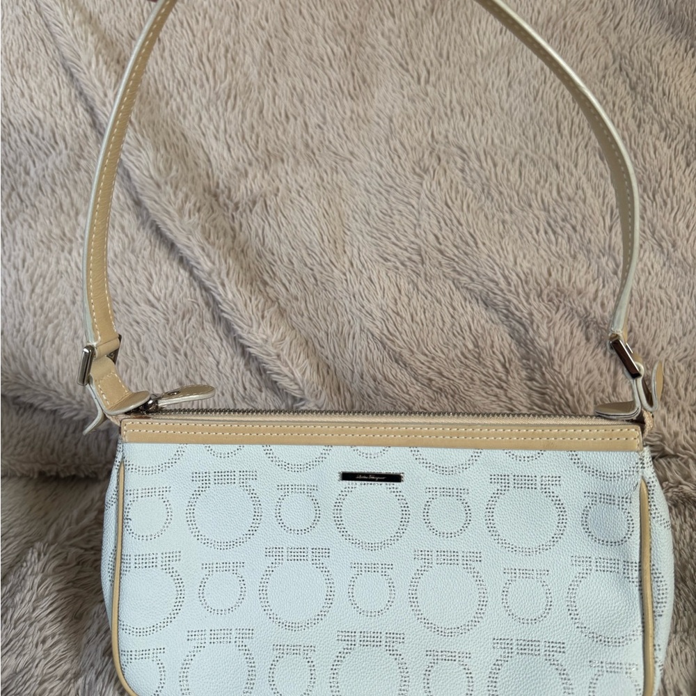 Salvatore Ferragamo White‎ and Tan Women's Bag